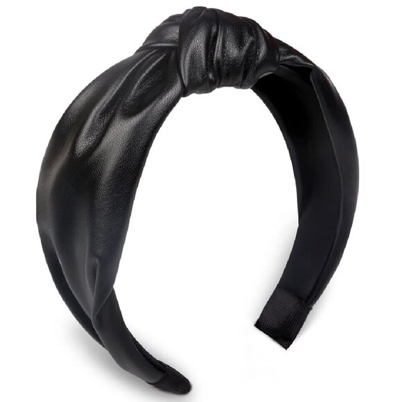 Accessories - Classic Black Leather Top Knot Headband - The Perfect Gift for Fashion Lovers